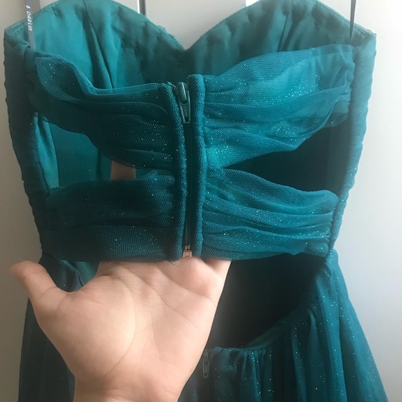 Strapless Sparkly Blue Homecoming Party Dress - Picture 4 of 6